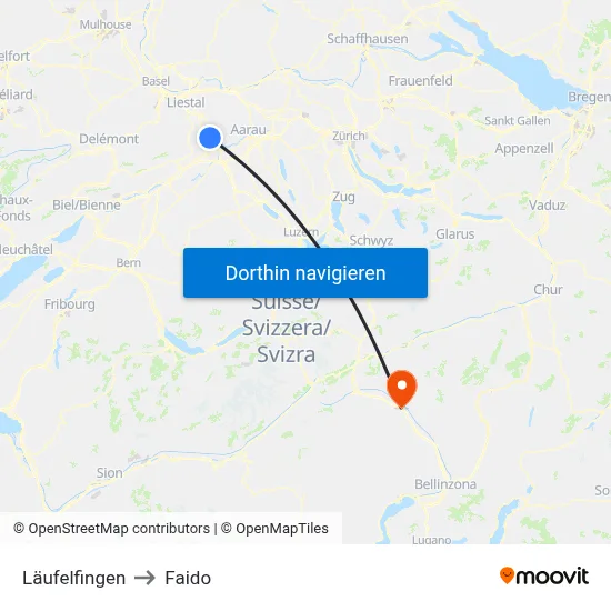 Läufelfingen to Faido map