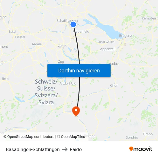 Basadingen-Schlattingen to Faido map