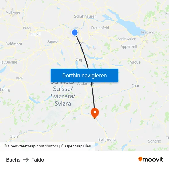 Bachs to Faido map