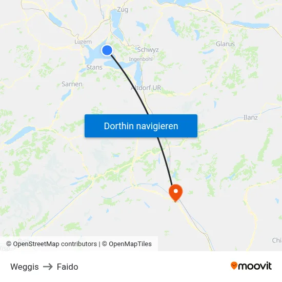 Weggis to Faido map