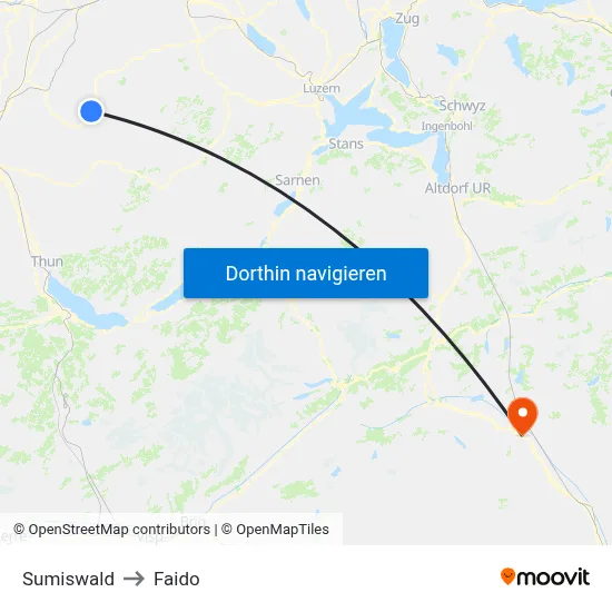 Sumiswald to Faido map