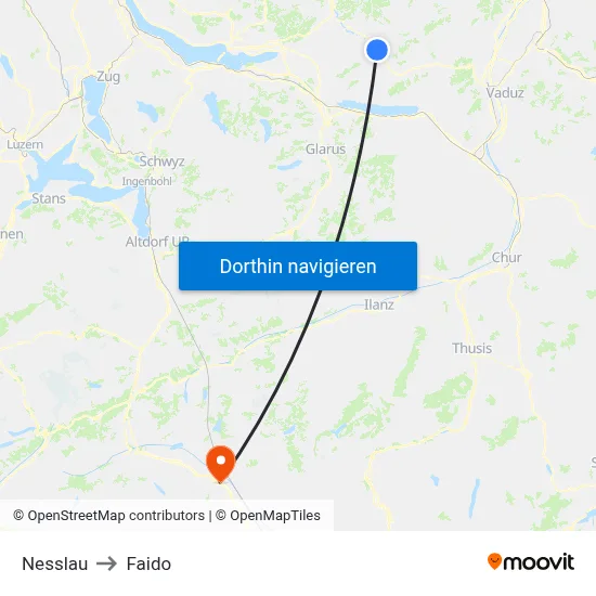 Nesslau to Faido map