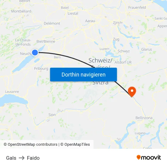 Gals to Faido map