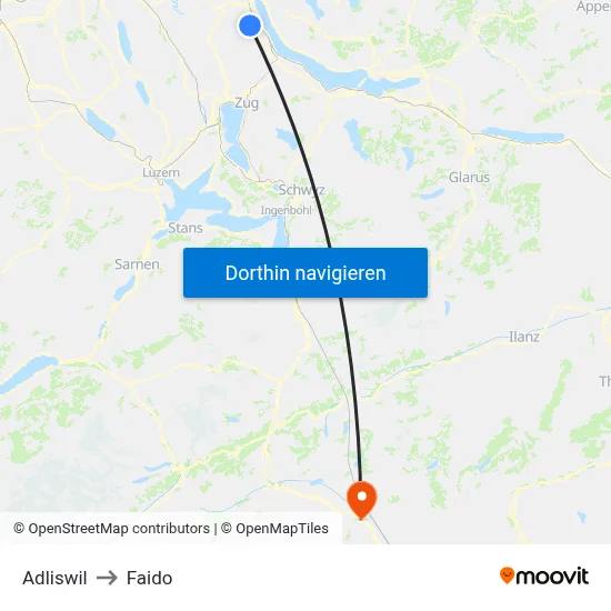 Adliswil to Faido map