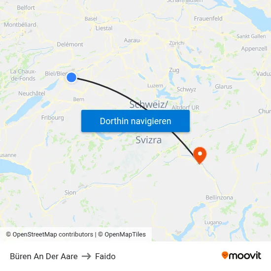 Büren An Der Aare to Faido map