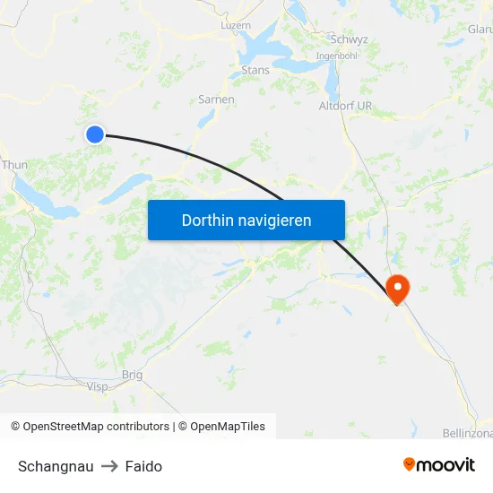 Schangnau to Faido map