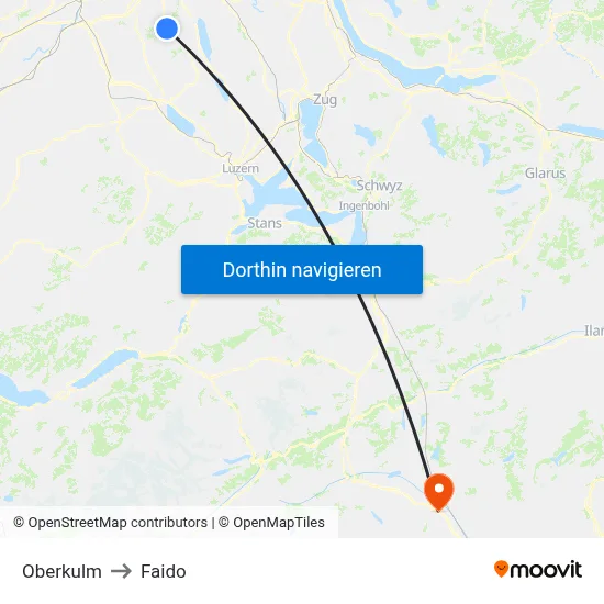 Oberkulm to Faido map