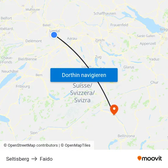 Seltisberg to Faido map