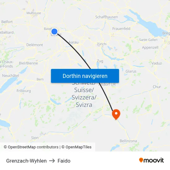 Grenzach-Wyhlen to Faido map