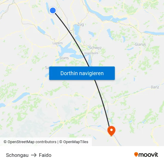 Schongau to Faido map
