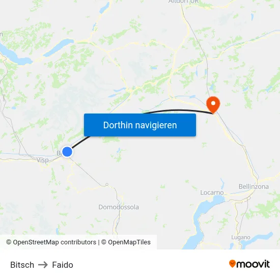 Bitsch to Faido map