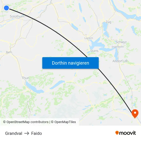 Grandval to Faido map