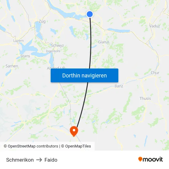 Schmerikon to Faido map