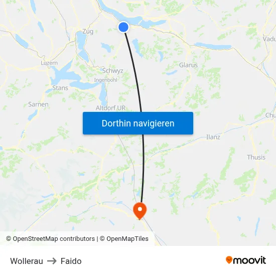 Wollerau to Faido map