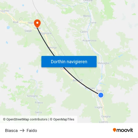 Biasca to Faido map