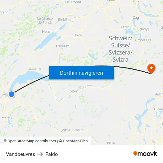 Vandoeuvres to Faido map