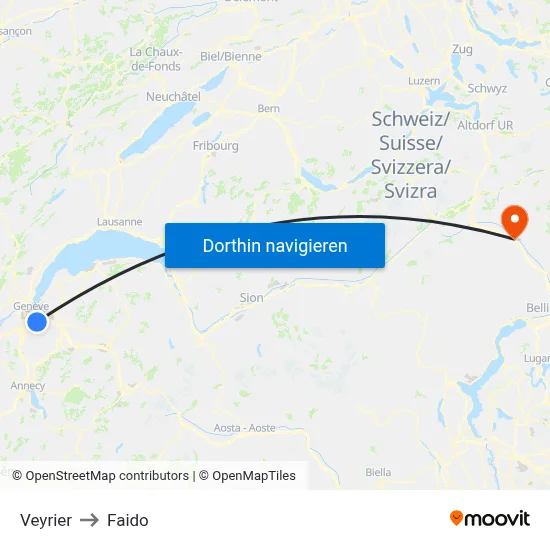 Veyrier to Faido map