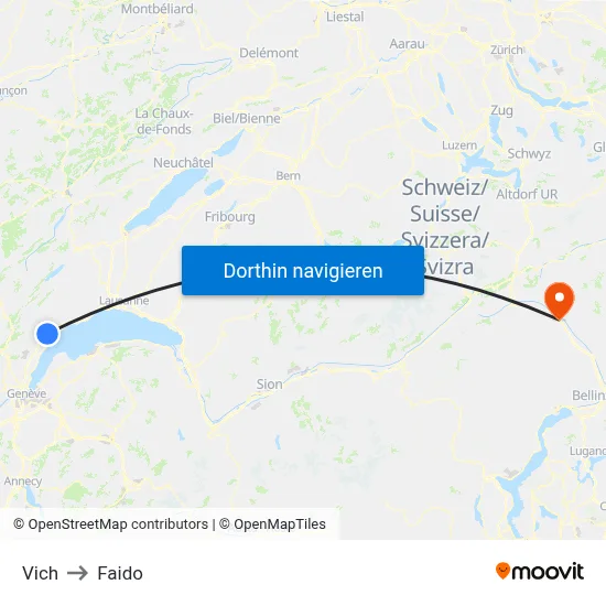 Vich to Faido map