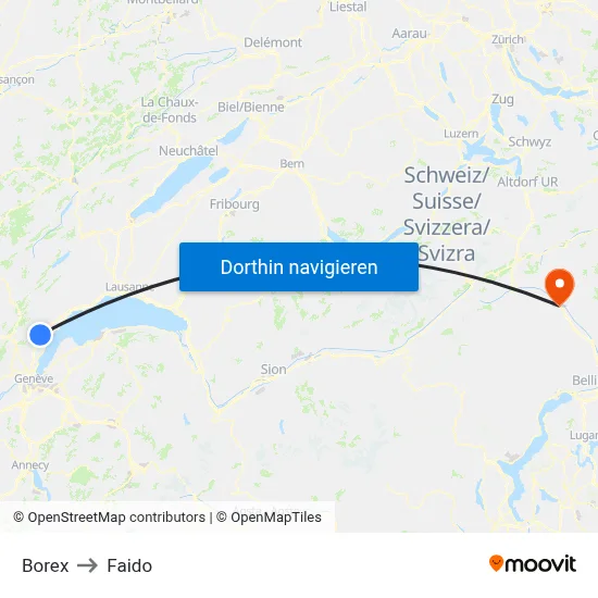 Borex to Faido map