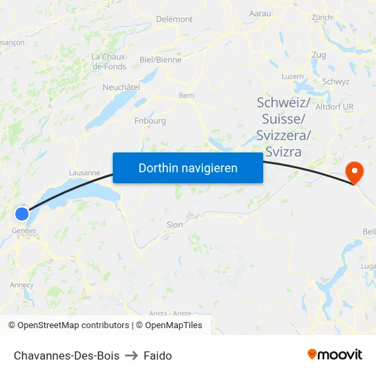 Chavannes-Des-Bois to Faido map