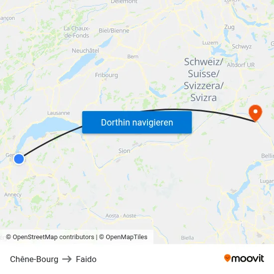 Chêne-Bourg to Faido map