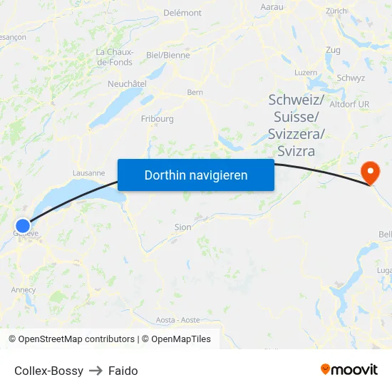 Collex-Bossy to Faido map