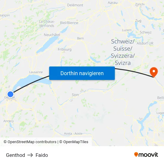 Genthod to Faido map