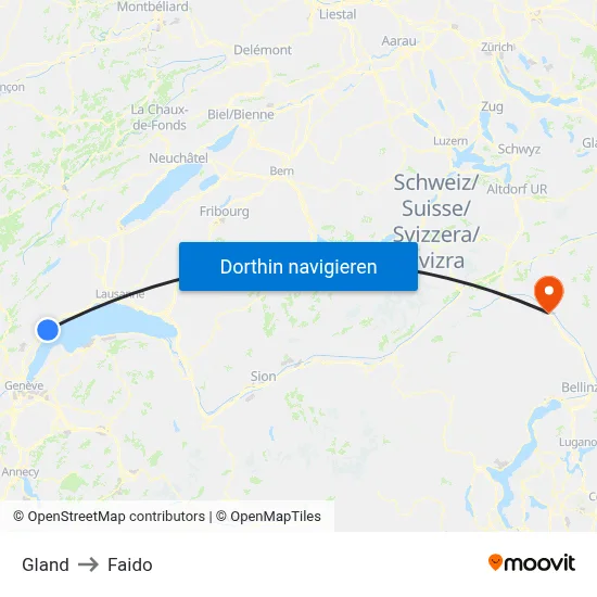 Gland to Faido map