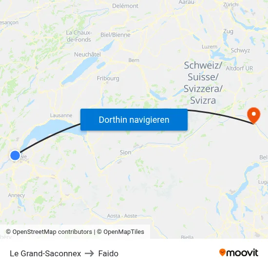 Le Grand-Saconnex to Faido map