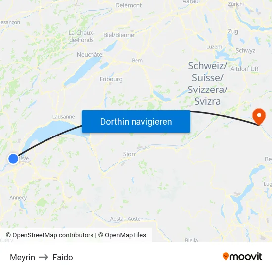 Meyrin to Faido map