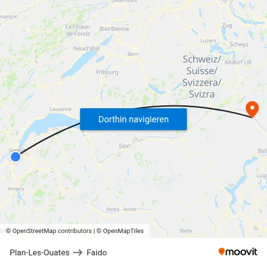 Plan-Les-Ouates to Faido map