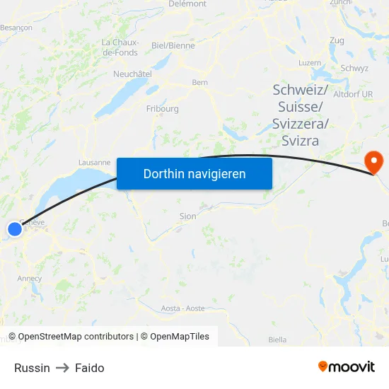 Russin to Faido map