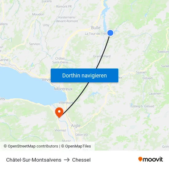 Châtel-Sur-Montsalvens to Chessel map