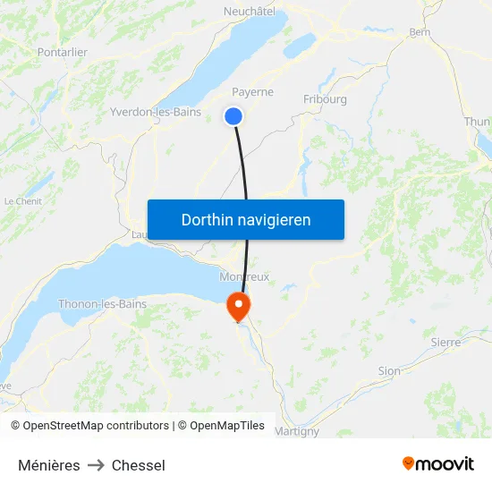 Ménières to Chessel map