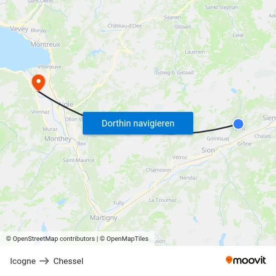 Icogne to Chessel map