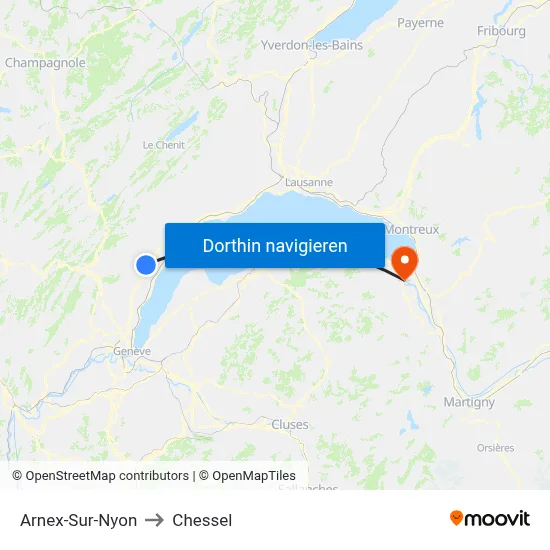 Arnex-Sur-Nyon to Chessel map
