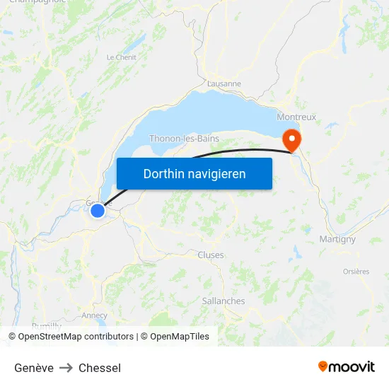 Genève to Chessel map