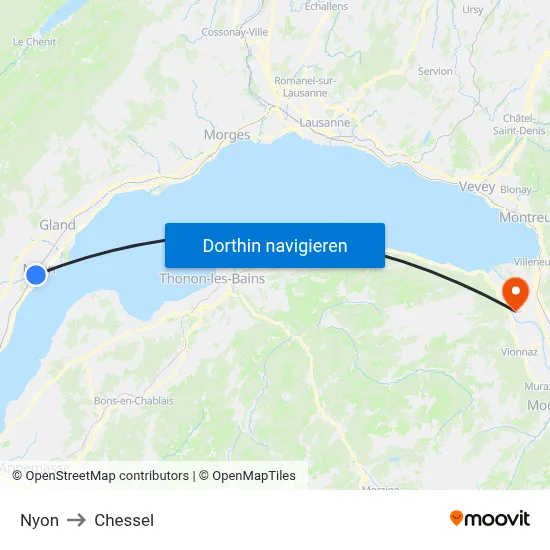 Nyon to Chessel map