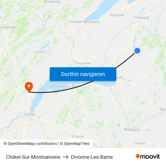 Châtel-Sur-Montsalvens to Divonne-Les-Bains map