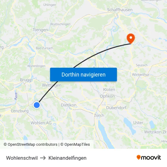 Wohlenschwil to Kleinandelfingen map