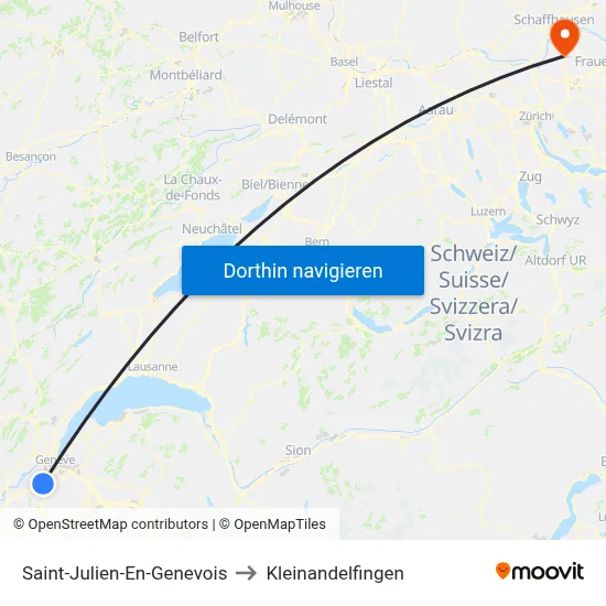 Saint-Julien-En-Genevois to Kleinandelfingen map