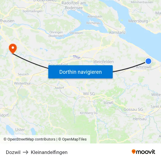 Dozwil to Kleinandelfingen map