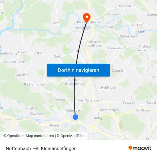 Neftenbach to Kleinandelfingen map