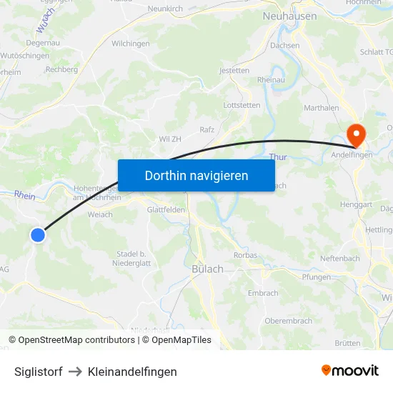 Siglistorf to Kleinandelfingen map