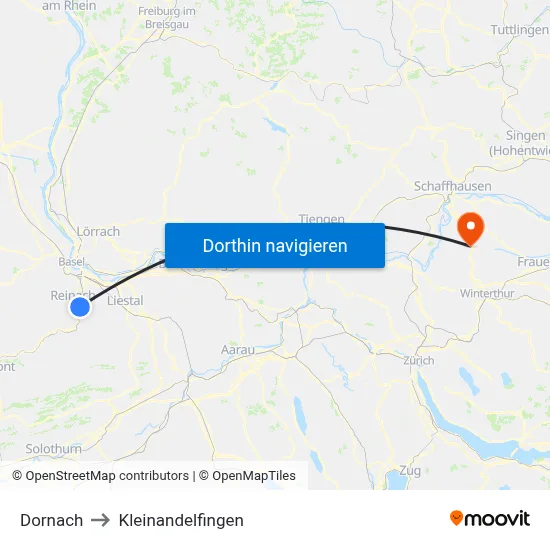Dornach to Kleinandelfingen map