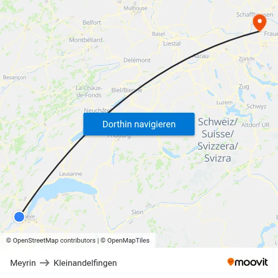 Meyrin to Kleinandelfingen map
