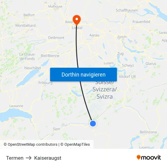 Termen to Kaiseraugst map