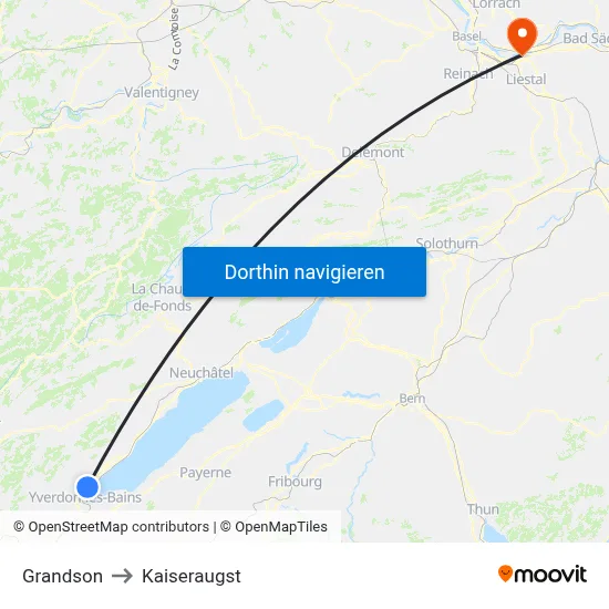 Grandson to Kaiseraugst map