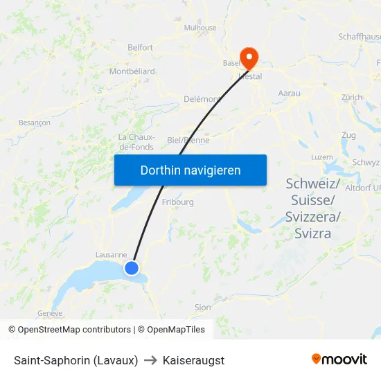 Saint-Saphorin (Lavaux) to Kaiseraugst map