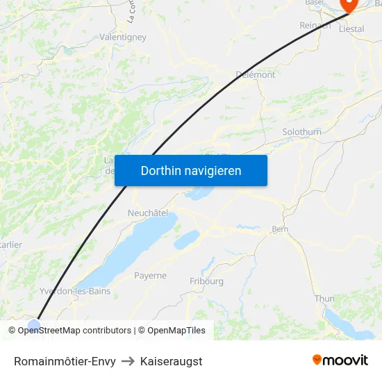 Romainmôtier-Envy to Kaiseraugst map